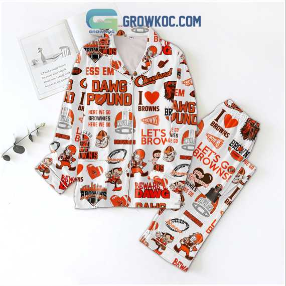 Cleveland Browns Beware Of Dawg Pyjama Pajamas Set NVA