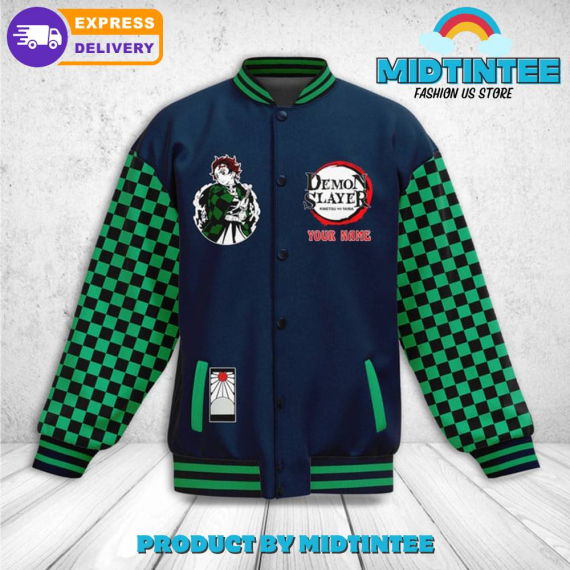 Demon Slayer Tanjiro Kamado Custom Name Baseball Jacket or Bomber Jacket HG