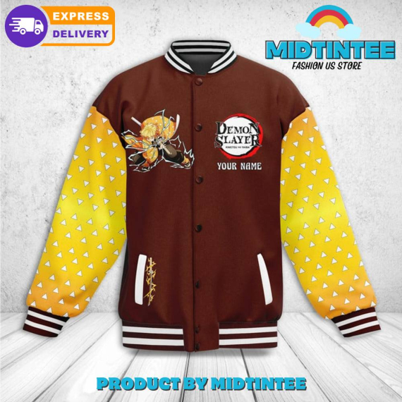 Demon Slayer Zenitsu Agatsuma Custom Name Baseball Jacket or Bomber Jacket HG