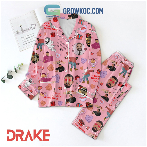 Drake Hotline Valentine Pyjama Pajamas Set NVA