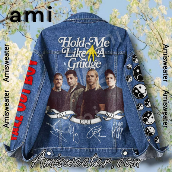 Fall Out Boy Hold Me Like A Grudge Signatures Hooded Hoodless Or Hooded Denim Jacket HG