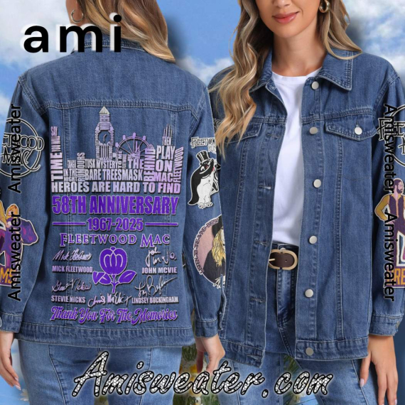 Fleetwood Mac 58th Anniversary 1967-2025 Signatures Hooded Hoodless Or Hooded Denim Jacket HG
