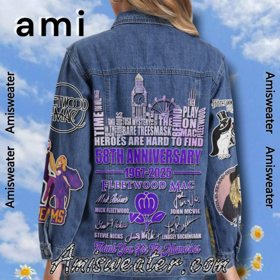 Fleetwood Mac 58th Anniversary 1967-2025 Signatures Hooded Hoodless Or Hooded Denim Jacket HG