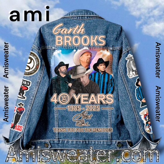 Garth Brooks 40 Years 1985-2025 Hooded Hoodless Or Hooded Denim Jacket HG