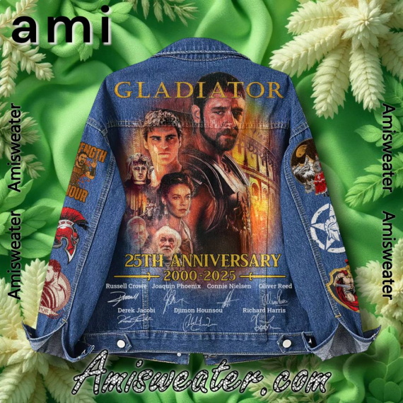 Gladiator 25th Anniversary 2000-2025 Signatures Hooded Hoodless Or Hooded Denim Jacket HG