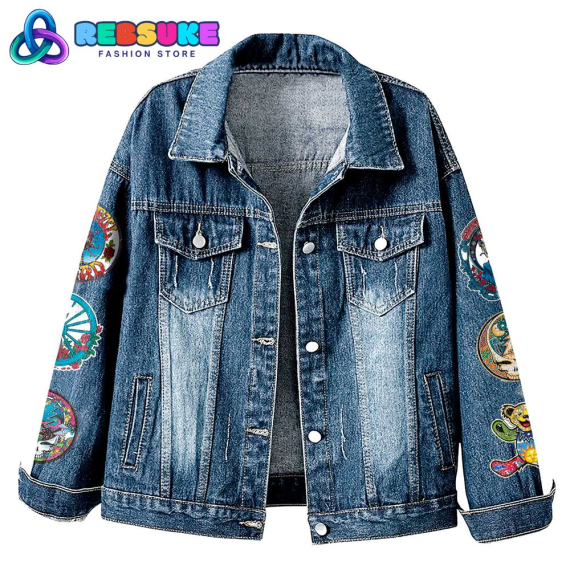 Grateful Dead Band 60th Anniversary 2025  Hooded Hoodless Or Hooded Denim Jacket HG