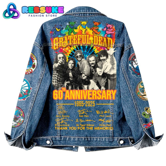 Grateful Dead Band 60th Anniversary 2025  Hooded Hoodless Or Hooded Denim Jacket HG