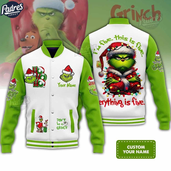 Grinch Ho Ho Ho Christmas Custom Baseball Jacket HG Outfit