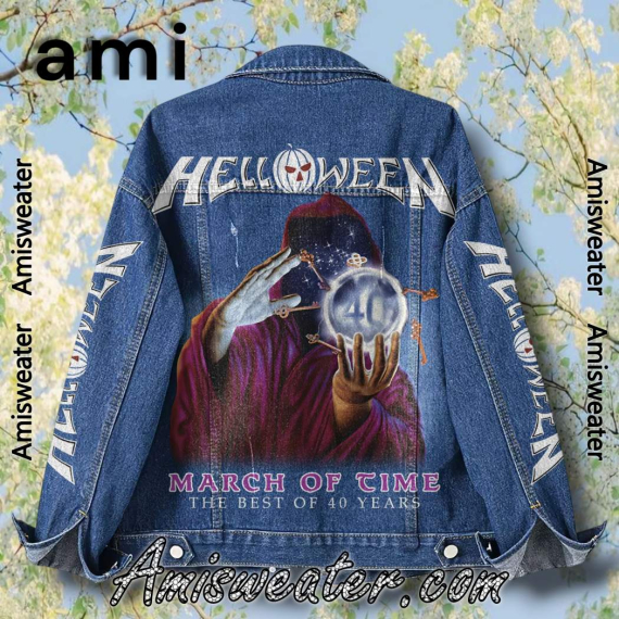 Helloween March Of Time The Best Of 40 Years Hooded Hoodless Or Hooded Denim Jacket HG