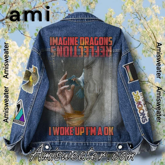 Imagine Dragons Reflections I Woke Up I’m A Ok Hooded Hoodless Or Hooded Denim Jacket HG