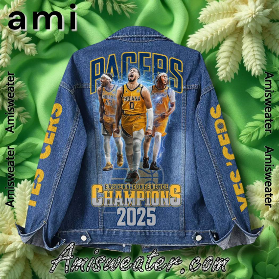 Indiana Pacers Eastern Conference Champions 2025 Hooded Hoodless Or Hooded Denim Jacket HG