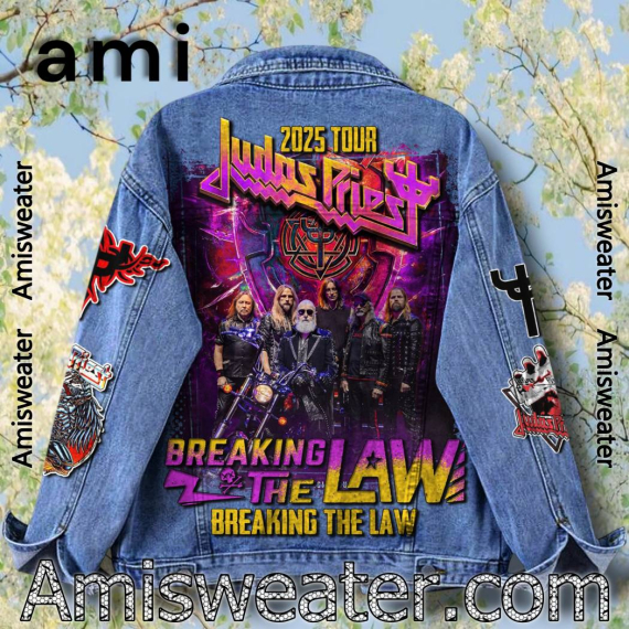 Judas Priest 2025 Tour Breaking The Law Hooded Hoodless Or Hooded Denim Jacket HG
