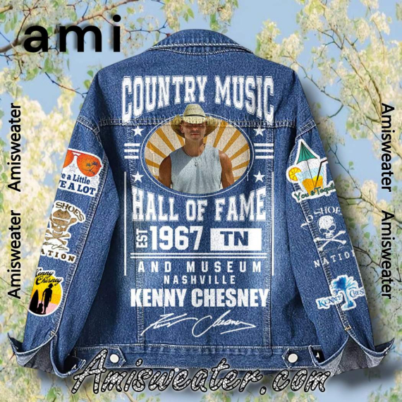 Kenny Chesney Country Music Hall Of Fame Hooded Hoodless Or Hooded Denim Jacket HG