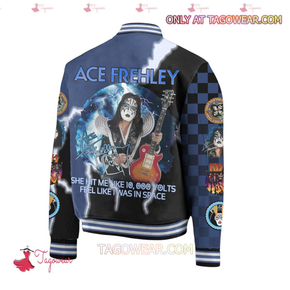 Kiss Ace Frehley She Hit Me Like 10000 Volts Feel Like I Was In Space HFN Baseball Jacket