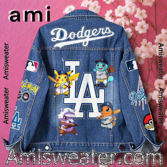 Los Angeles Dodgers X Pokemon Hooded Hoodless Or Hooded Denim Jacket HG