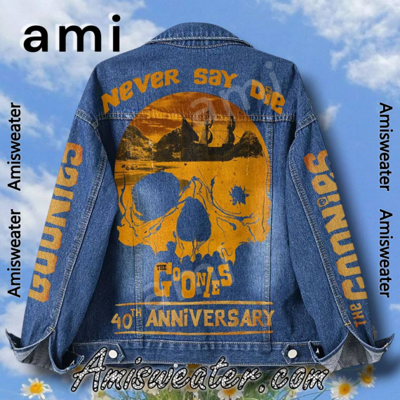 Never Say Die The Goonies 40th Anniversary Hooded Hoodless Or Hooded Denim Jacket HG