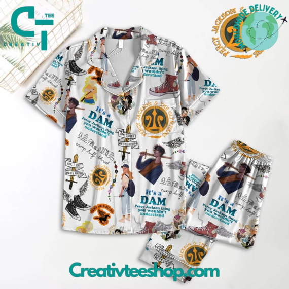 Percy Jackson Button Down Long Sleeve Or Short Sleeve Pyjama Pajamas Set Set with Pants HG