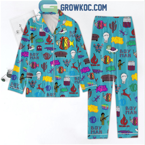 Phish Boy Man Blaze On Blue Design Pyjama Pajamas Set NVA