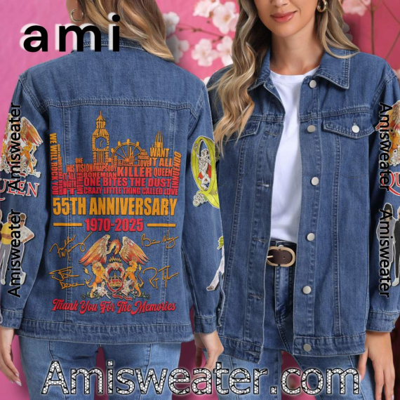 Queen 55th Anniversary 1970-2025 Signature Hooded Hoodless Or Hooded Denim Jacket HG