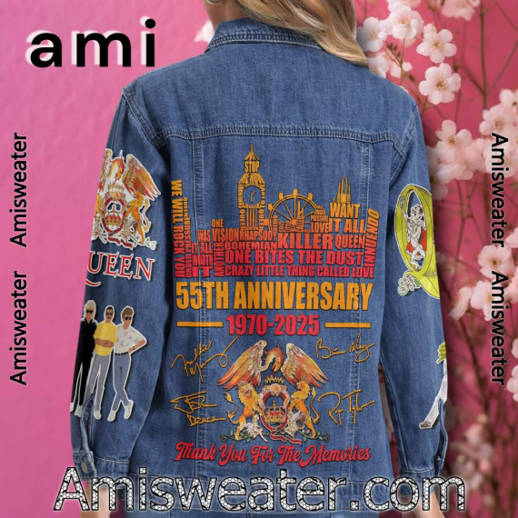 Queen 55th Anniversary 1970-2025 Signature Hooded Hoodless Or Hooded Denim Jacket HG