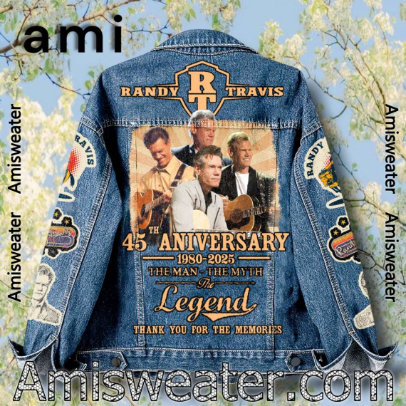 Randy Travis 45th Anniversary 1980-2025 The Man The Myth The Legend Hooded Hoodless Or Hooded Denim Jacket HG