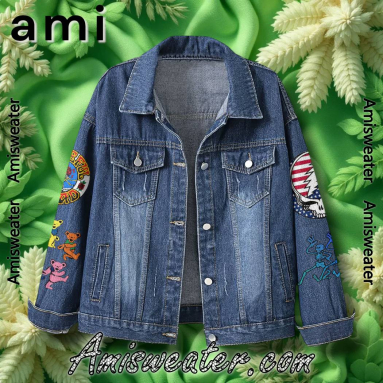 Red White And Grateful Dead Hooded Hoodless Or Hooded Denim Jacket HG