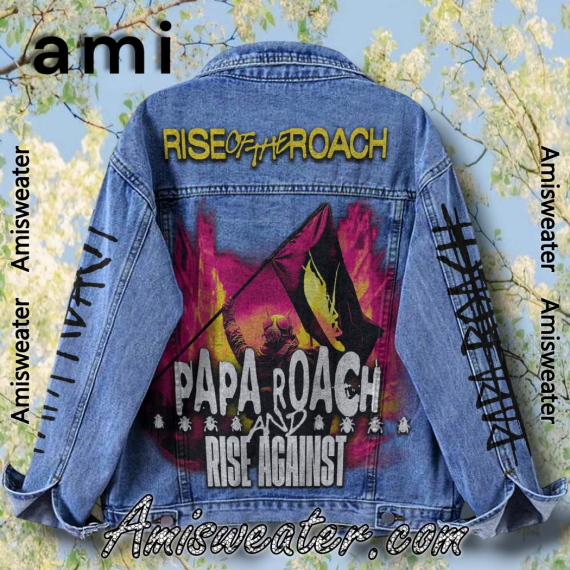 Rise Of The Roach Papa Roach And Rise Against  Hooded Hoodless Or Hooded Denim Jacket HG