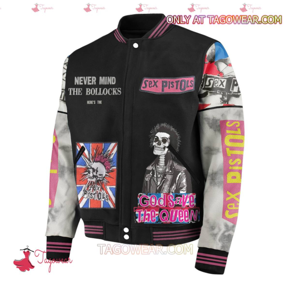 Sex Pistols Never Mind The Bollocks Gods Save The Queen HFN Baseball Jacket