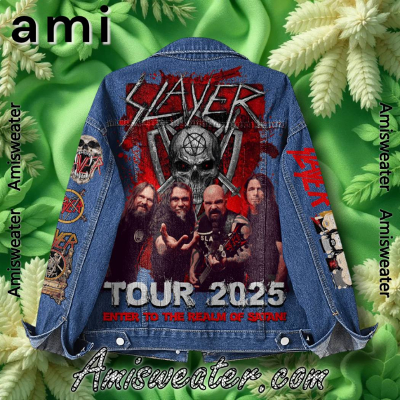 Slayer Tour 2025 Enter To The Realm Of Satan Hooded Hoodless Or Hooded Denim Jacket HG