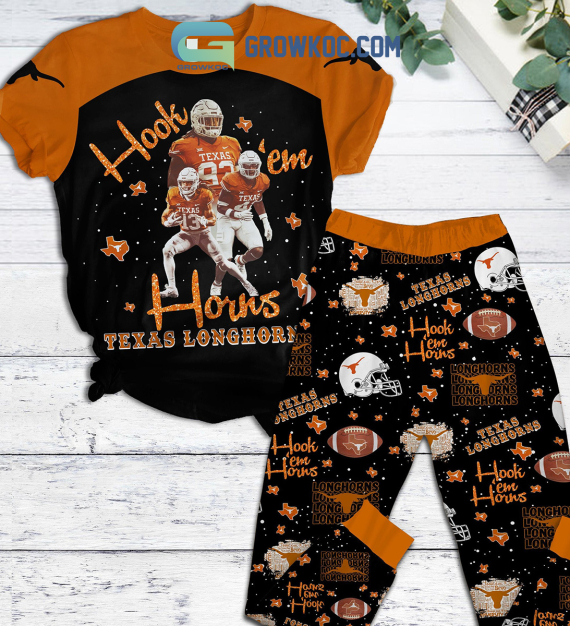 TX Longhorns Hook Em Horns Fleece Family Pajamas Set Tshirt Sweatshirt Long sleeves Pant Set NVA