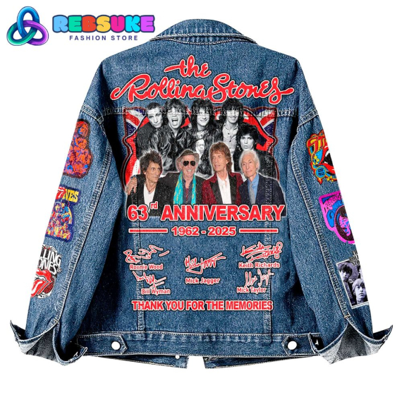 The Rolling Stones Band 63rd Anniversary 2025  Hooded Hoodless Or Hooded Denim Jacket HG