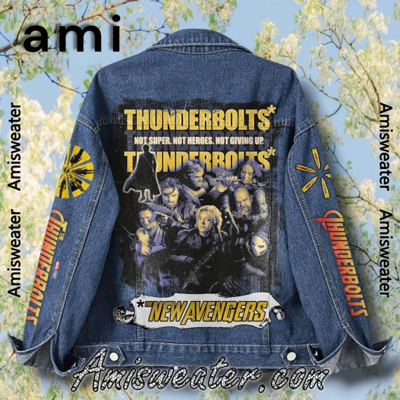 Thunderbolts Not Super Not Heroes Not Giving Up New Avengers Hooded Hoodless Or Hooded Denim Jacket HG
