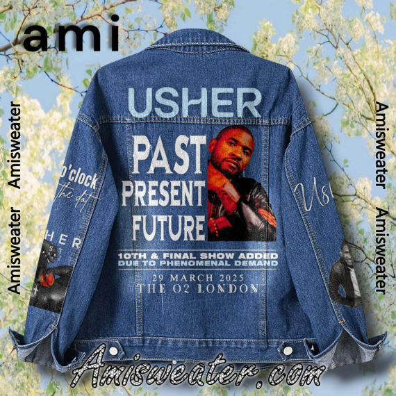 Usher Past Present Future 10th And Final Show 2025 Hooded Hoodless Or Hooded Denim Jacket HG