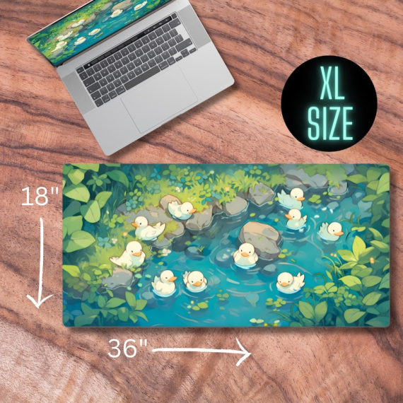 Desk Mat Aesthetic, Lofi Desk Mat, Cute Duck Gaming Mouse Pad