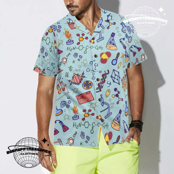 Chemistry Teacher Hawaiian Shirt, Fun Science Pattern Casual Wear, Gift for Educators and Professors
