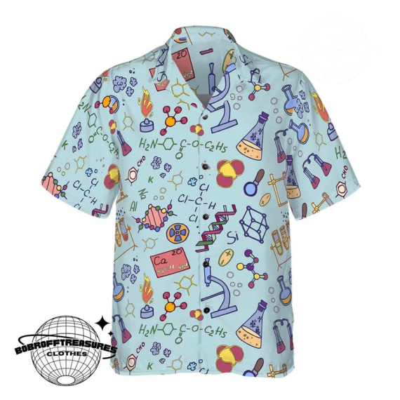 Chemistry Teacher Hawaiian Shirt, Fun Science Pattern Casual Wear, Gift for Educators and Professors