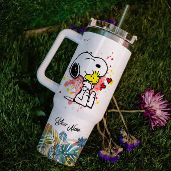 Snopi Peanuts Cartoon Custom Quencher 30oz or 40oz Stainless Steel Tumbler HG With Handle