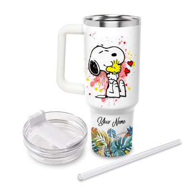 Snopi Peanuts Cartoon Custom Quencher 30oz or 40oz Stainless Steel Tumbler HG With Handle