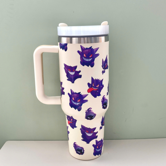 Gengar Pokemon Anime Custom   Quencher 30oz or 40oz Stainless Steel Tumbler With Handle HG
