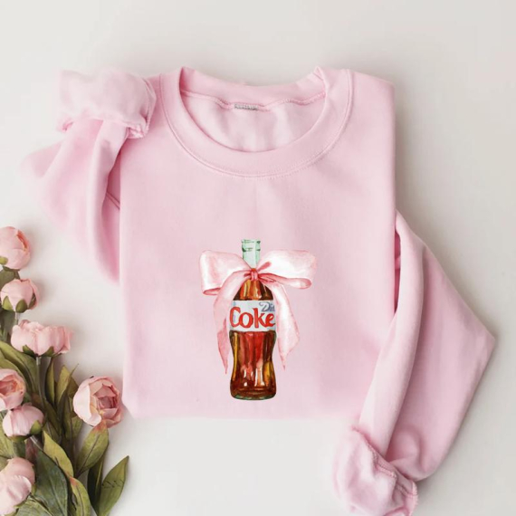 Diet Coke Bow Shirt, Drink With Bow Just a Girl Who Loves Diet Coke, Unisex Crewneck Tshirt Hoodie Sweatshirt HFN