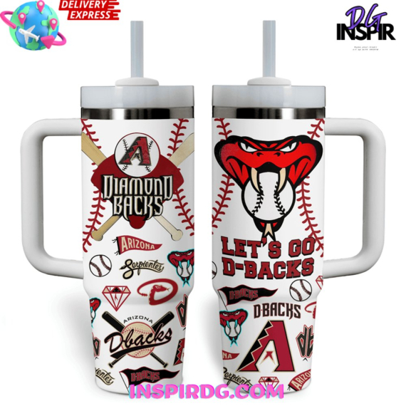 Arizona Diamondbacks Let's Go D-Backs 30oz or 40oz Stainless Tumbler With Handle NVA