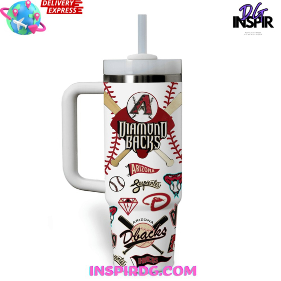 Arizona Diamondbacks Let's Go D-Backs 30oz or 40oz Stainless Tumbler With Handle NVA