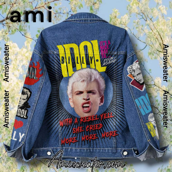 Billy Idol Its A Nice Day Tour Again  Hooded Hoodless Or Hooded Denim Jacket HG