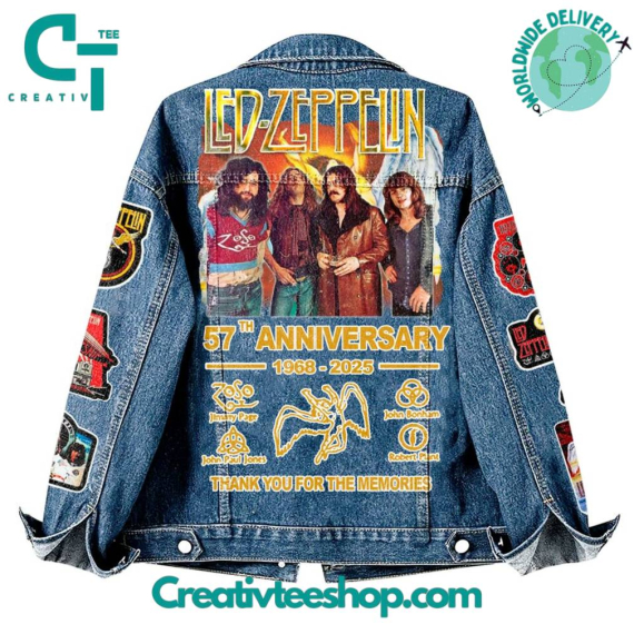 Led Zeppelin 57th Anniversary “Thank You For Memories”  Hoodless Or Hooded Denim Jacket HG