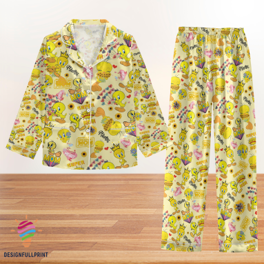 Tweety Bird  Tweety Bird   Holiday Women Sleepwear Long Sleeve Or Short Sleeve Pyjama Pajamas Set  with Pants HG