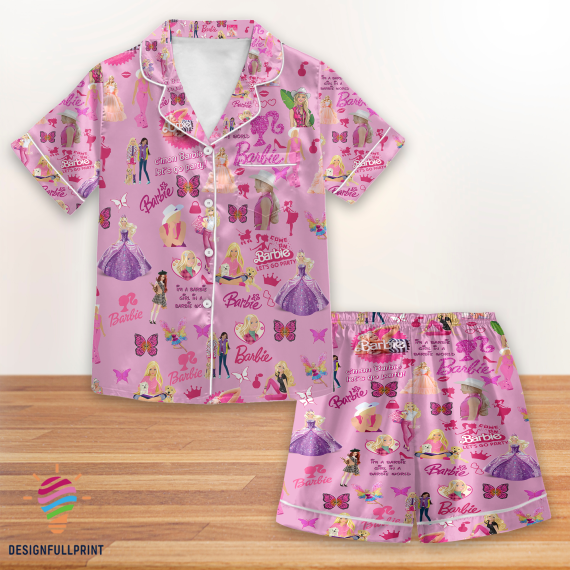 Let's Go Party Come On Barbie Pink Design Pyjama Pajamas Set NVA