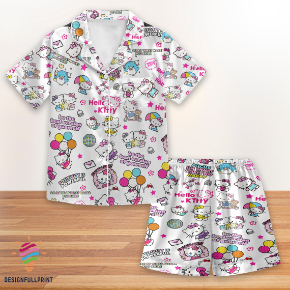 Hello Kitty   Kawaii Kitty Women   Kitty Cat   Hello Kitty Bridesmaid   Hello Kitty Merch Long Sleeve Or Short Sleeve Pyjama Pajamas Set Set with Pants HG