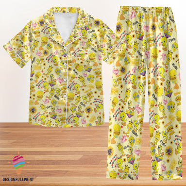 Tweety Bird  Tweety Bird   Holiday Women Sleepwear Long Sleeve Or Short Sleeve Pyjama Pajamas Set  with Pants HG