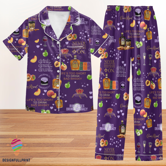 Crown Royal Pajama Set Crown Royal Pajamas Pants Crown Royal Shirt Whisky Holiday Pajamas Pajamas For Party Set Of Pajamas HG