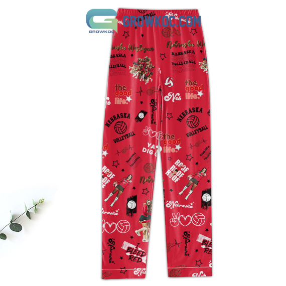 NE Cornhuskers Volleyball I Bleed Red Pyjama Pajamas Set NVA